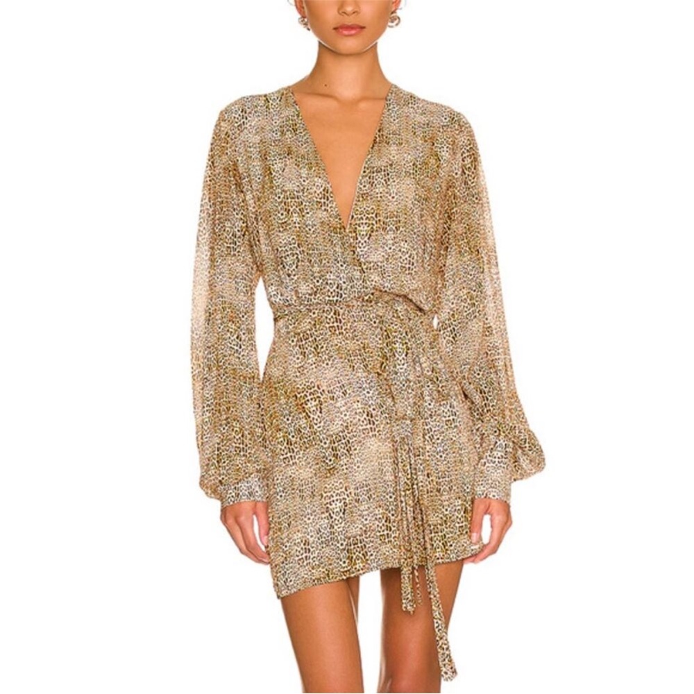 NWT Sz XS Alexis Elegant Leopard Print Wrap Dress
